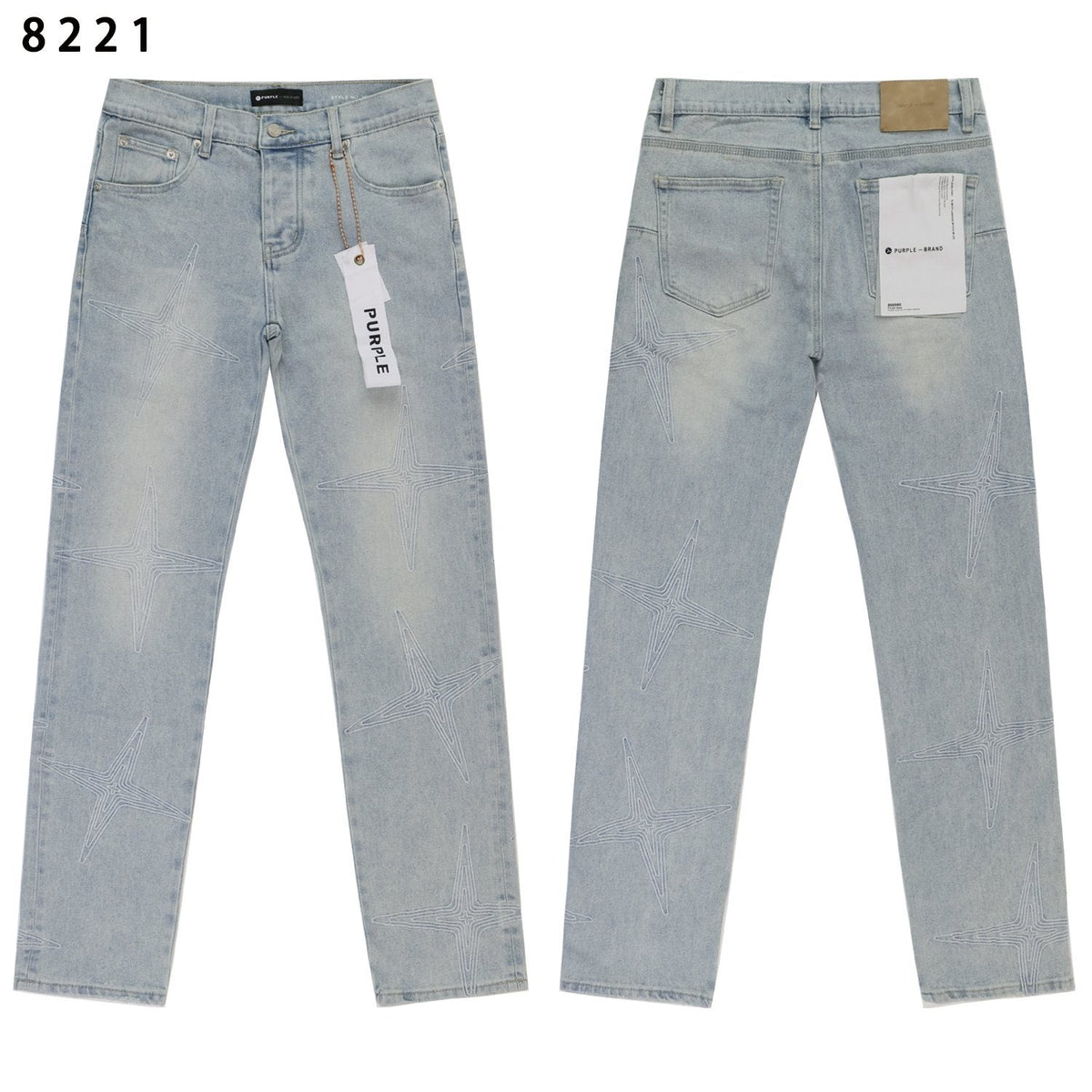 Purple Brand Star Embroidered Washed Jeans — hero